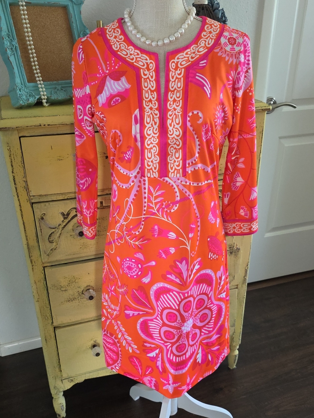 Gretchen Scott Flora Split Neck Dress